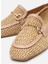 Kadın Bej Hasır Detaylı Tokalı Loafer 3