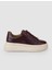%100 Hakiki Deri Bordo Bağcıklı Kadın Sneaker 1