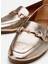 Kadın Gold Tokalı Şık Klasik Loafer 3