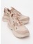 Marron Bej Desenli Kadın Spor Sneakers 1