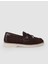 %100 Hakiki Deri Kahverengi Süet Kadın Loafer 1