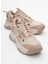 Melina Bej Desenli Kadın Spor Sneakers 1