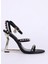 Siyah-Altın Kadın Deri Topuklu Ayakkabı Fondo Ladyj W5B Shoes 1