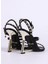 Siyah-Altın Kadın Deri Topuklu Ayakkabı Fondo Ladyj W5B Shoes 3