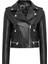 Eliza Kadın Siyah Biker Kısa Deri Ceket 25SGD5299VE 1
