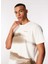Kırık Beyaz Erkek Bisiklet Yaka Relaxed Baskılı Uv Apreli T-Shirt D4SM-TST3249 1