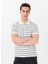 Beyaz Erkek Relaxed Çizgili Polo T-Shirt J5SM-TST7383 1