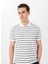 Beyaz Erkek Relaxed Çizgili Polo T-Shirt J5SM-TST7383 3