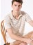 Ekru Erkek Basic Çizgili Polo T-Shirt F5SM-TST 2071 1