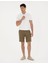 Haki Slim Fit Keten Karışımlı Dokuma Şort 1