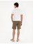 Haki Slim Fit Keten Karışımlı Dokuma Şort 4