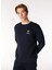Lacivert Erkek Bisiklet Yaka Relaxed Baskılı Sweatshirt J4WM-SWT7220 3