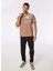 Koyu Bej Erkek Bisiklet Yaka Relaxed Baskılı Su Itici T-Shirt D4SM-TST3252 3