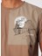 Koyu Bej Erkek Bisiklet Yaka Relaxed Baskılı Su Itici T-Shirt D4SM-TST3252 4