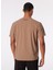 Koyu Bej Erkek Bisiklet Yaka Relaxed Baskılı Su Itici T-Shirt D4SM-TST3252 5