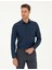Lacivert Slim Fit Armürlü Uzun Kollu Gömlek 1