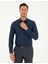 Lacivert Slim Fit Armürlü Uzun Kollu Gömlek 3