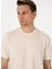 Bej Erkek Regular Fit Çizgili T-Shirt Campsel 2