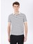 Kırık Beyaz Erkek Basic Çizgili Polo T-Shirt F5SM-TST 2125 3