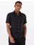 Siyah Erkek Düğmeli Standart Gömlek Mr Short Sleeve 4