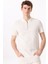 Kırık Beyaz Erkek Basic %100 Pamuk Merserize Kumaş Polo T-Shirt F5SM-TST 2734 1