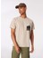 Bej Erkek Bisiklet Yaka Relaxed Baskılı Su Itici T-Shirt D4SM-TST3251 2