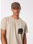 Bej Erkek Bisiklet Yaka Relaxed Baskılı Su Itici T-Shirt D4SM-TST3251 4