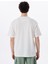 Kırık Beyaz Erkek Bisiklet Yaka Loose Fit Nakışlı T-Shirt Leaf 5