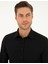 Siyah Slim Fit Armürlü Uzun Kollu Gömlek 2