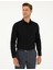 Siyah Slim Fit Armürlü Uzun Kollu Gömlek 3