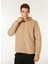 Bej Erkek Kapüşon Relaxed Düz Polar Sweatshırt C4WM-SWT4268 1