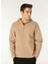 Bej Erkek Kapüşon Relaxed Düz Polar Sweatshırt C4WM-SWT4268 3
