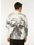 Beyaz Erkek Fermuarlı Basic Desenli T-Shirt D4WM-TST3998 5