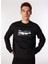 Siyah Erkek Bisiklet Relaxed Baskılı Sweatshirt D4WM-SWT3224 1
