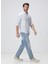 Açık Mavi Erkek Alttan Britli Slim Fit Gömlek 1094177 3