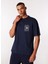 Lacivert Erkek Bisiklet Yaka Baskılı T-Shirt D4SM-TST3268 1