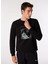 Siyah Erkek Bisiklet Relaxed Baskılı Sweatshirt D4WM-SWT3270 1