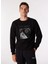 Siyah Erkek Bisiklet Relaxed Baskılı Sweatshirt D4WM-SWT3270 3