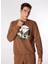 Açık Kahve Erkek Bisiklet Relaxed Baskılı Sweatshirt D4WM-SWT3271 1