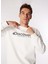 Ekru Erkek Bisiklet Yaka Relaxed Baskılı Sweatshirt D4WM-SWT3225 1