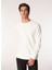 Beyaz Erkek Bisiklet Yaka Relaxed Sweatshirt F4WM-SWT 2823 2