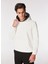 Kırık Beyaz Erkek Kapüşonlu Basic Sweatshirt F4WM-SWT 2243 1