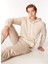Bej Erkek Kapüşon Yaka Relaxed Fit Baskılı Pamuk Sweatshirt J4WM-SWT7222 1