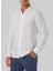 Standart Düğmeli Yaka Beyaz Erkek Gömlek Mr Linen Shirt 1