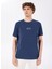 Indigo Erkek Bisiklet Yaka Relaxed Baskılı T-Shirt D4SM-TST3282 1