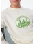 Kırık Beyaz Erkek Bisiklet Yaka Relaxed Baskılı Sweatshirt J4SM-SWT7230 5