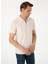 Bej Erkek Slim Fit Jakarlı Polo T-Shirt Delıne 3