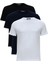 Beyaz-Lacivert-Siyah 3'lü Slim Fit %100 Pamuk Bisiklet Yaka Basic Tişört Paketi 1