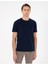 Beyaz-Lacivert-Siyah 3'lü Slim Fit %100 Pamuk Bisiklet Yaka Basic Tişört Paketi 4