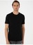 Beyaz-Lacivert-Siyah 3'lü Slim Fit %100 Pamuk Bisiklet Yaka Basic Tişört Paketi 6